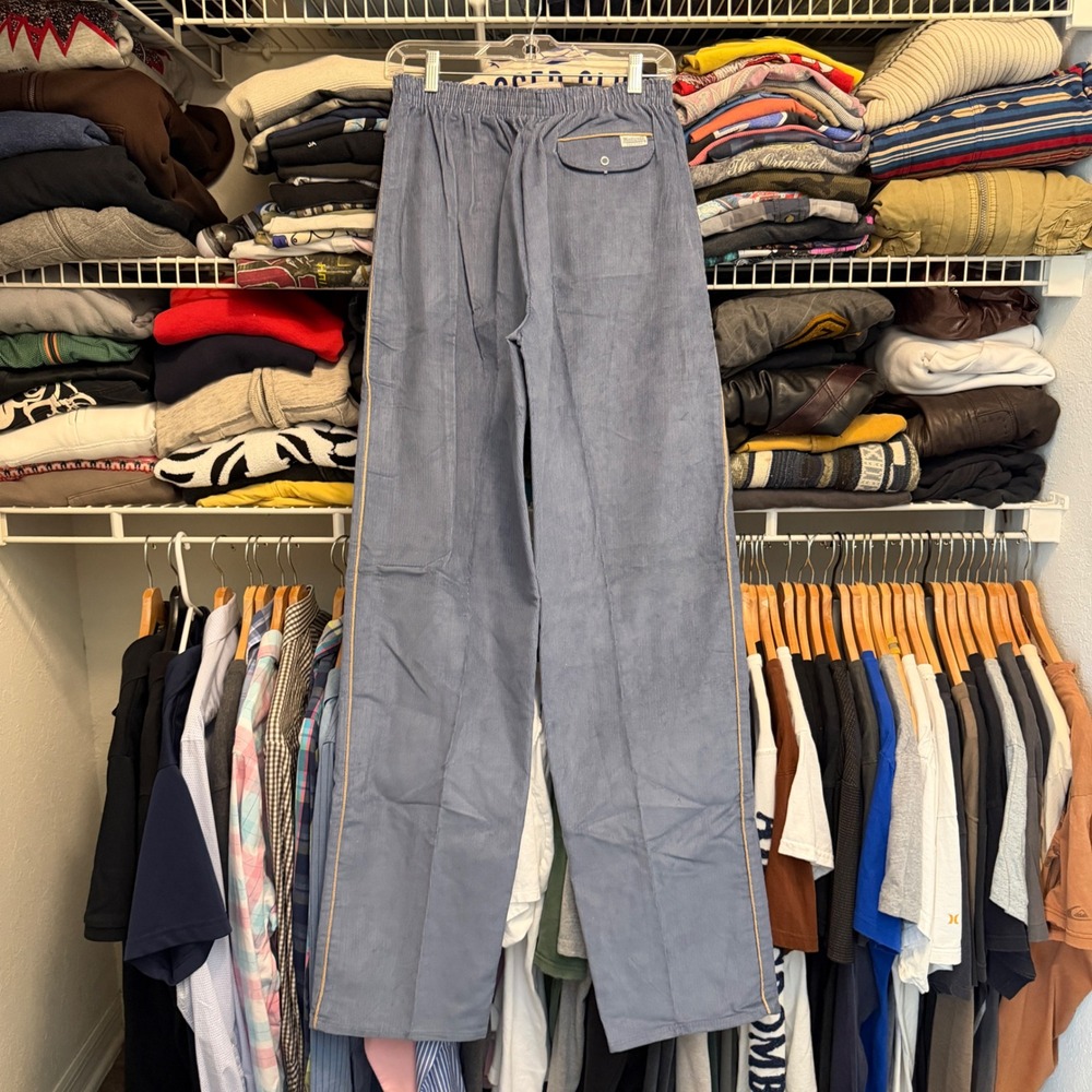 Vintage Madewell Corduroy Pants Mens L Blue Straight Leg Elastic Waist USA Made